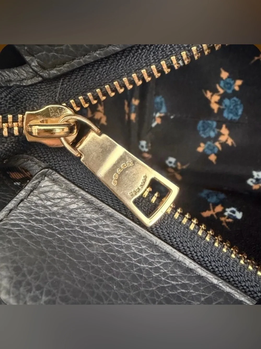 COACH Mini Swagger Denim and Black Pebble Leather Satchel w/Gold Tone Hardware - Picture 8 of 13